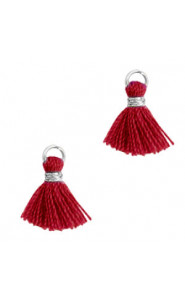 Mini Quaste Ibiza Style 1cm Silver-garnet red